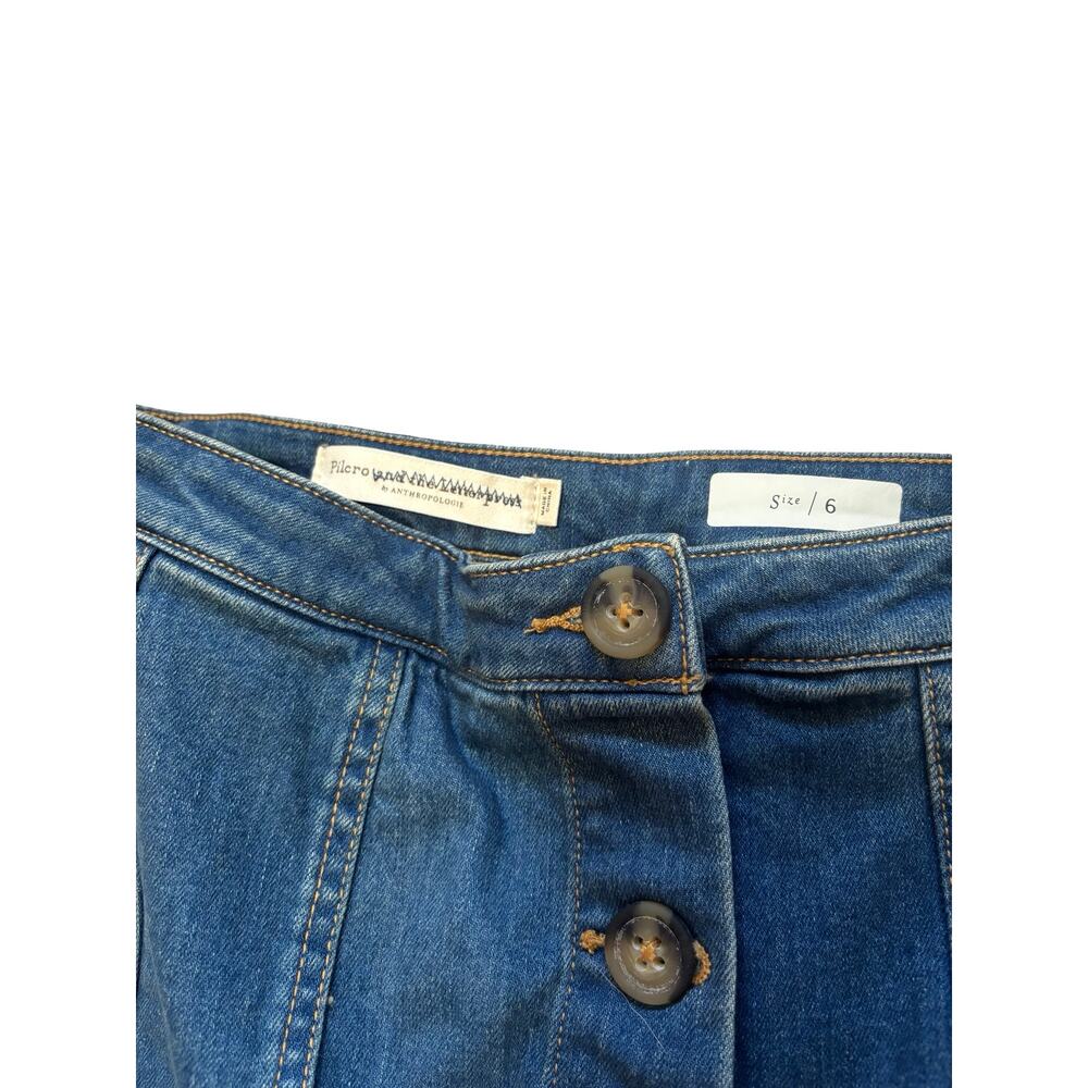 Anthropologie Pilcro Button-Front Denim Midi Skirt | Medium Wash | Size 6 - Picture 4 of 6